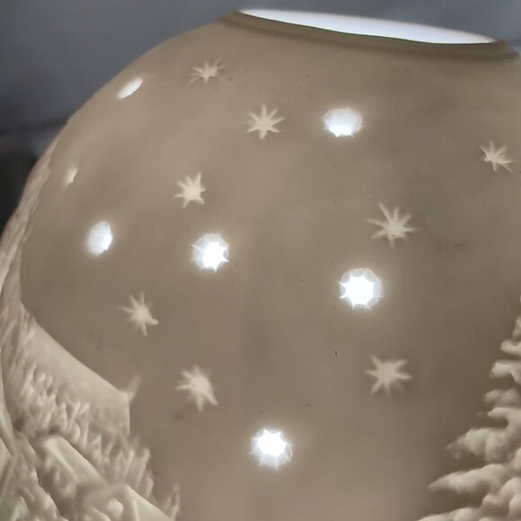 Starlight Hellmann-Versand Bisque Lithopane White Christmas 0816 Candle Holder - Picture 6 of 12